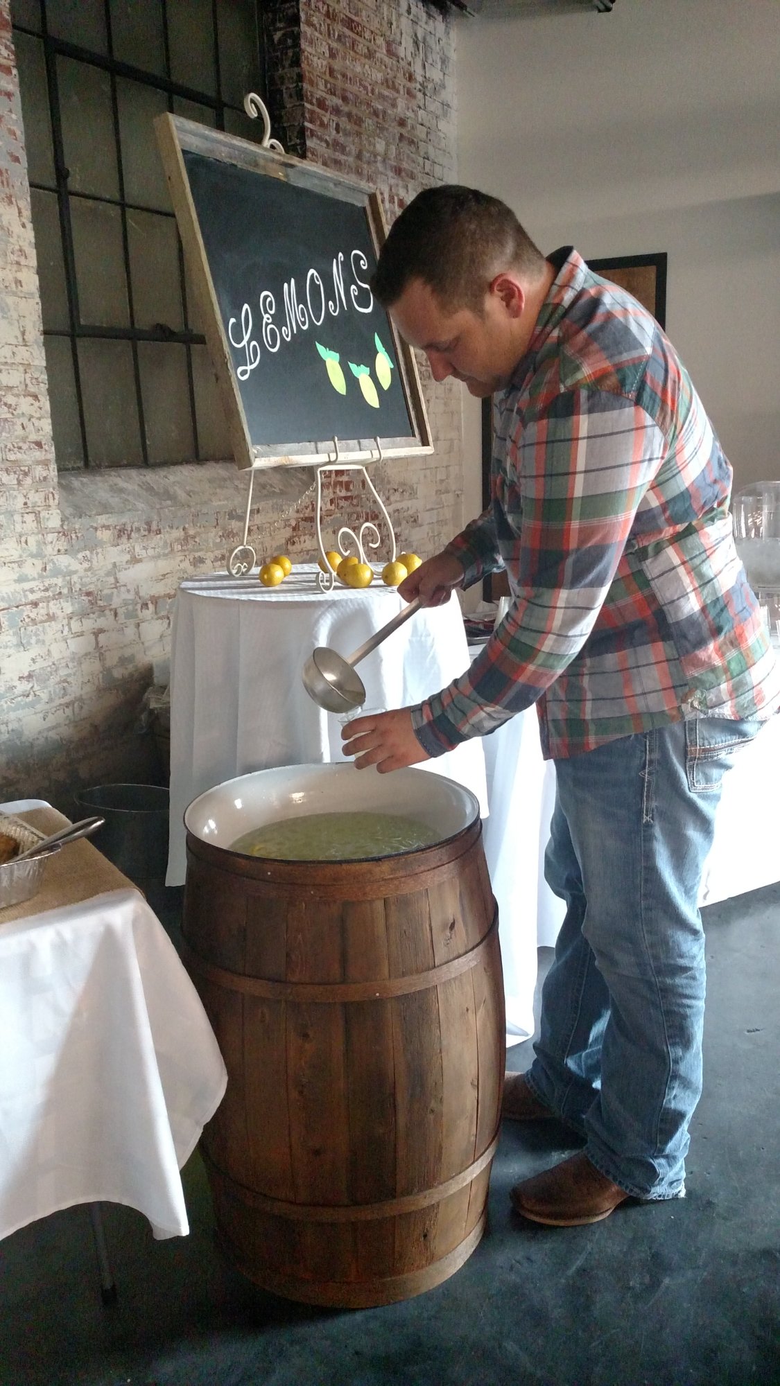 Rustic barrel drink station